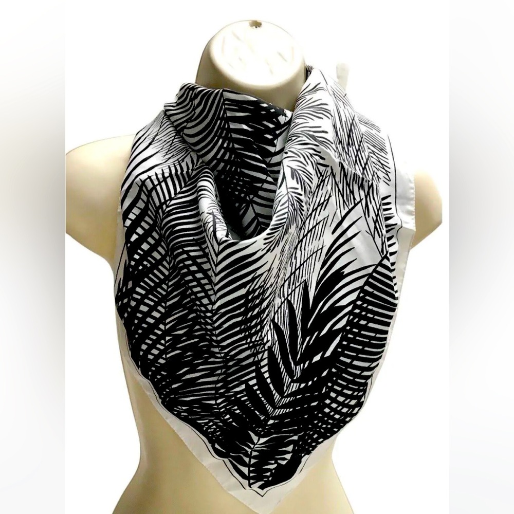 Liz Sinclair Black & White Palms Vintage Scarf